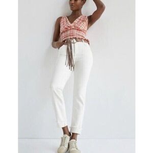 Anthropologie Pilcro High Rise Cigarette white denim frayed hem 26